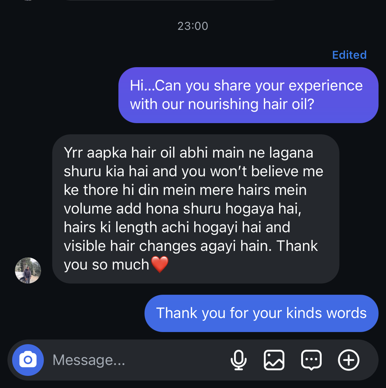 Customer review after using Oilbase organics Nourishing hair oil